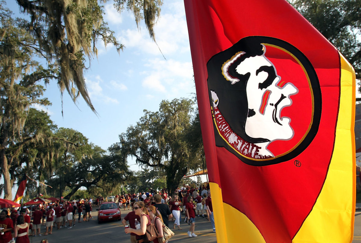 A Florida State flag outside the stadium.