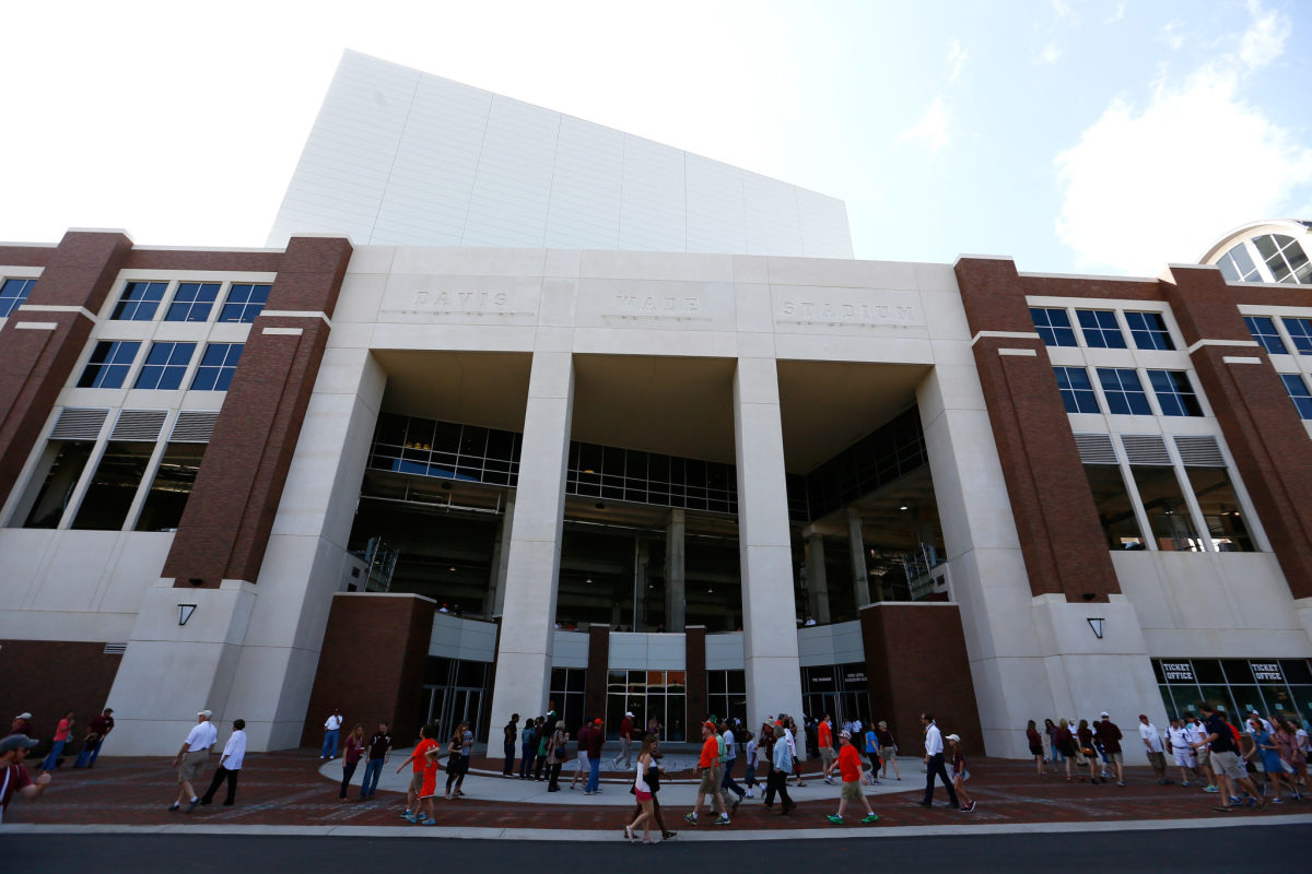 An exterior view of Mississippi State's stadium.