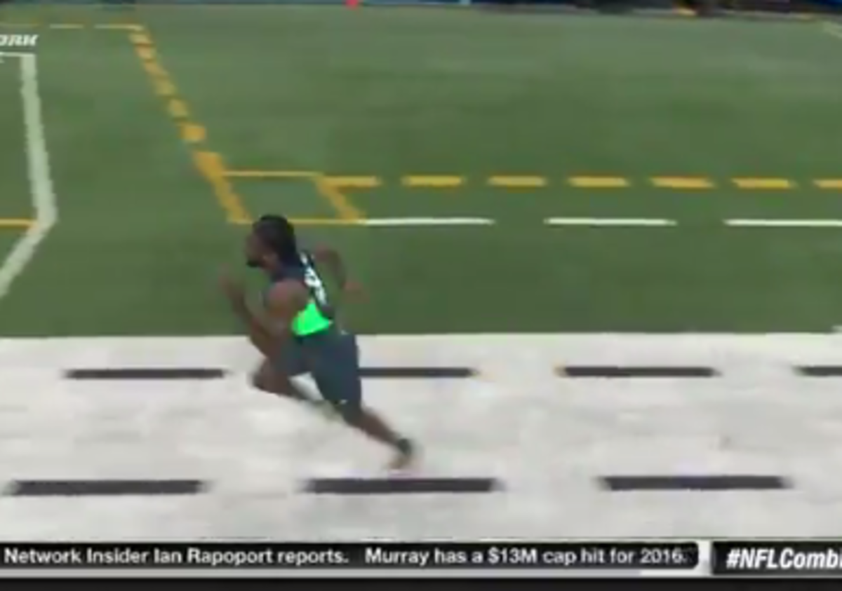 Keith Marshall runs the 40-yard dash at the NFL combine.