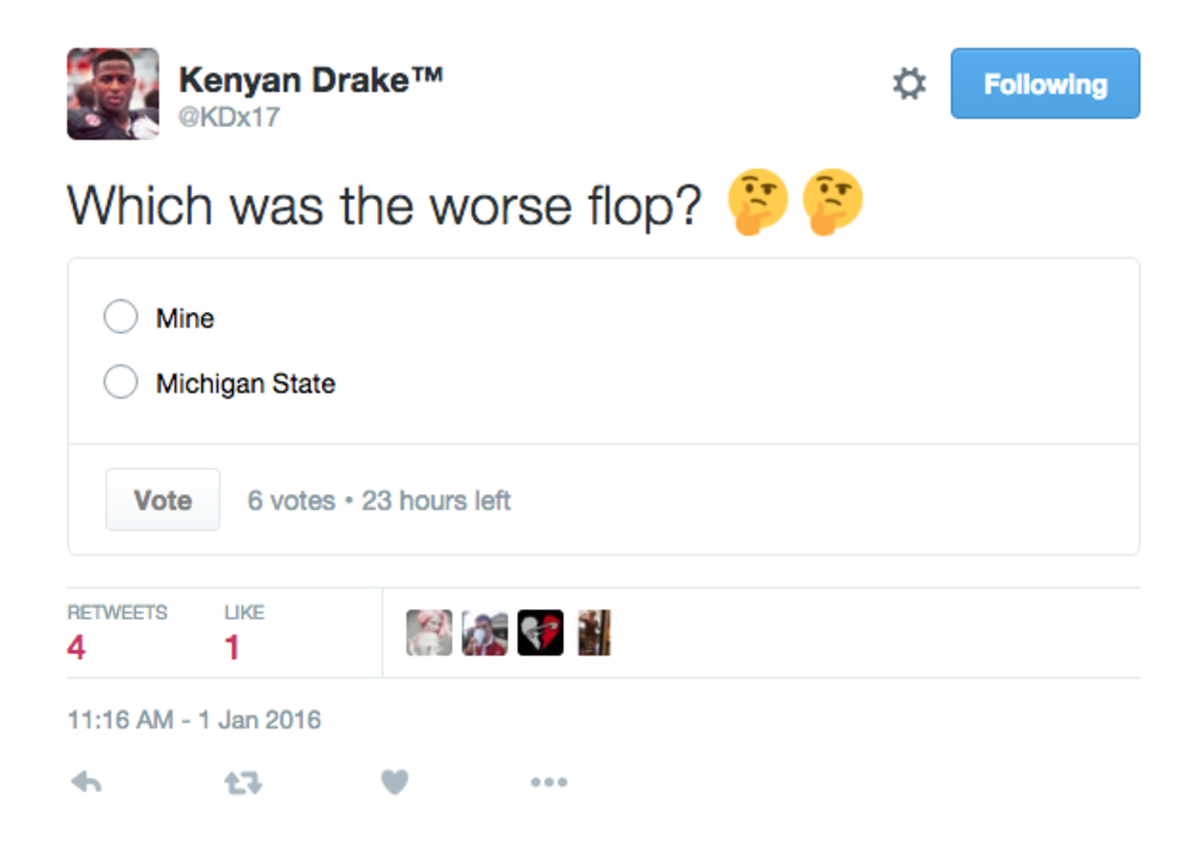 Kenyan Drake poses a question on Twitter.