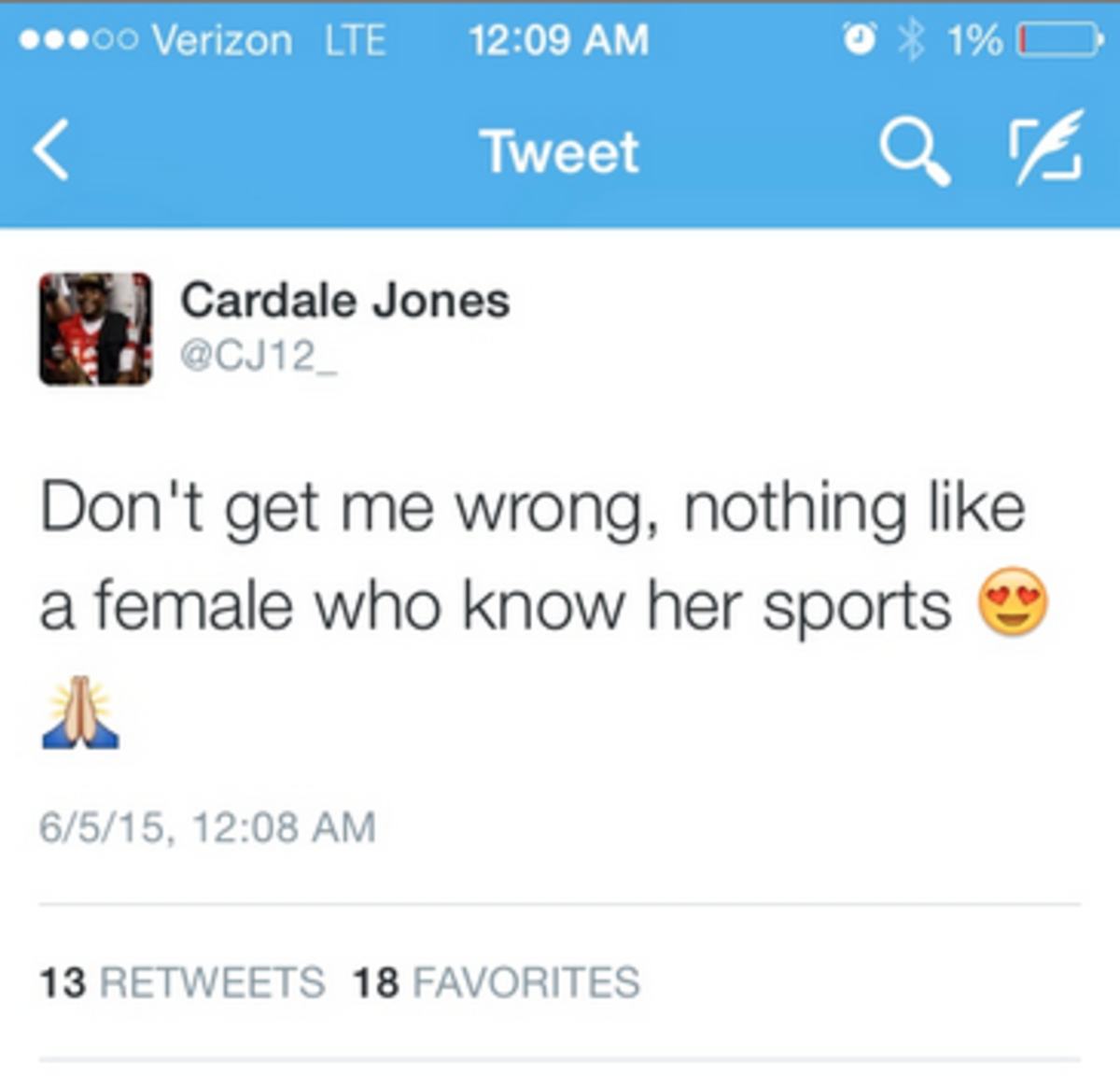 Cardale Jones tweets about women who know sports.