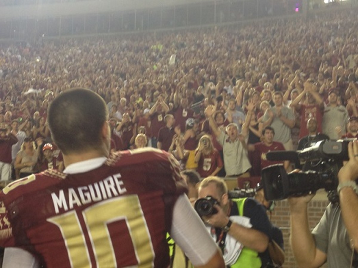 Sean Maguire on the field during a FSU home game.