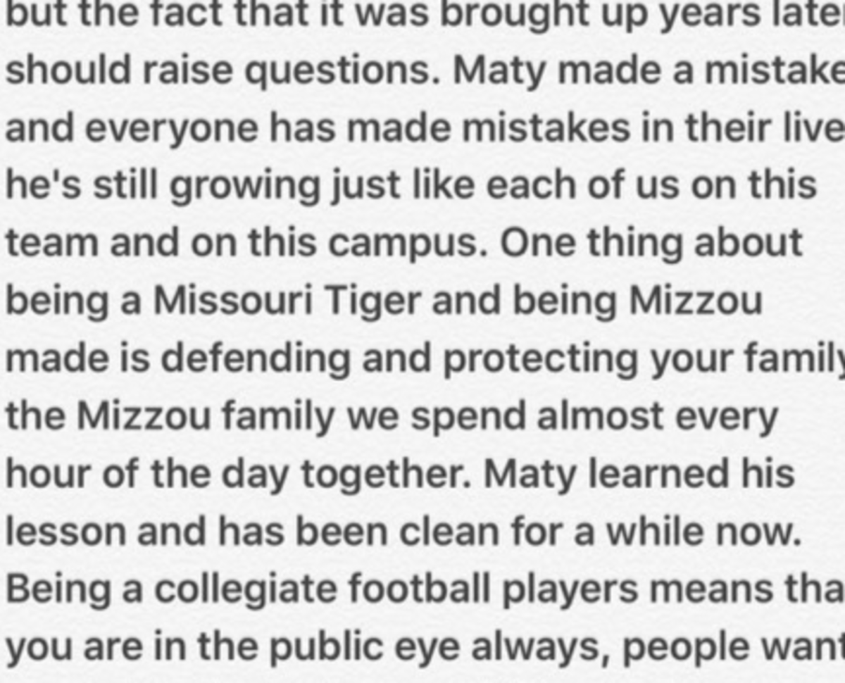 Missouri statement on Maty Mauk video.