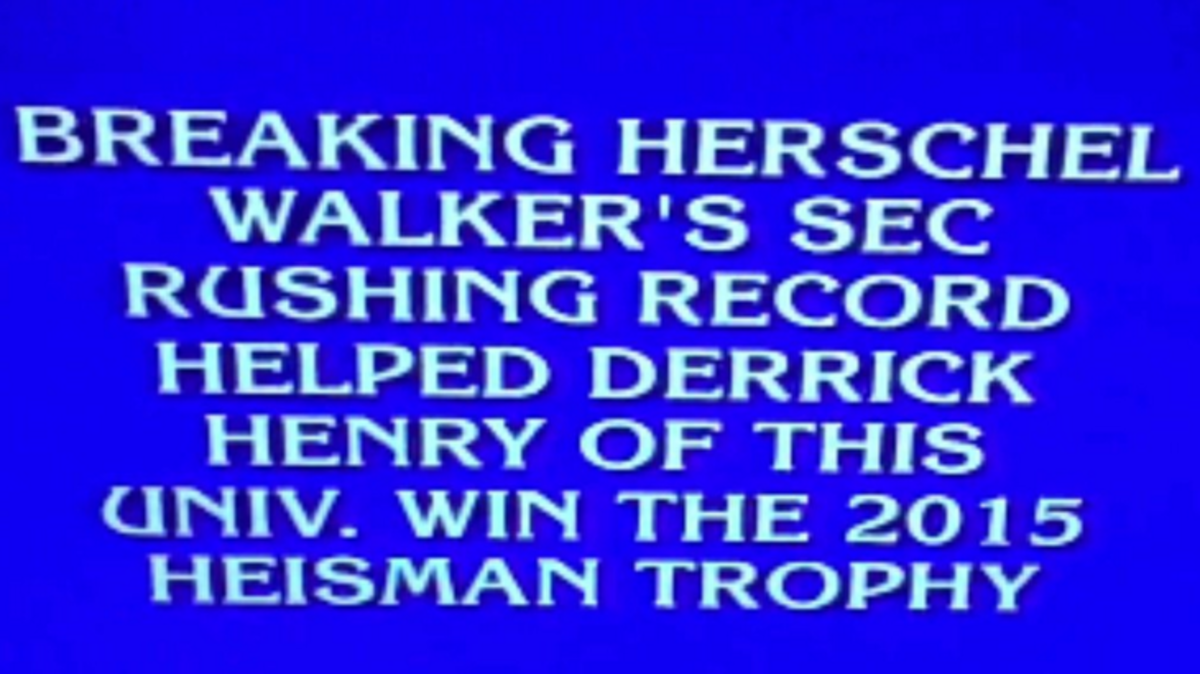 Jeopardy question asks what university Derrick Henry plays for.