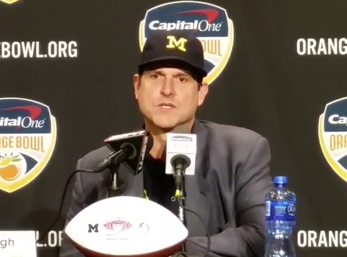 Jim Harbaugh answering a question about bikinis.