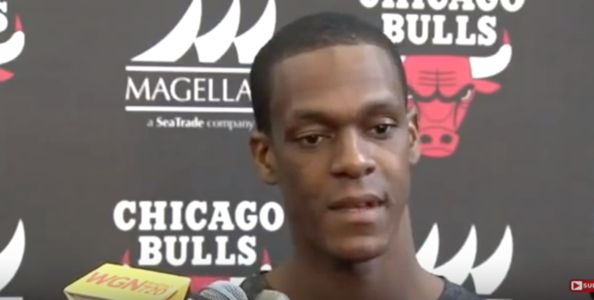 rajon rondo talks about his fractured thumb during an interview.