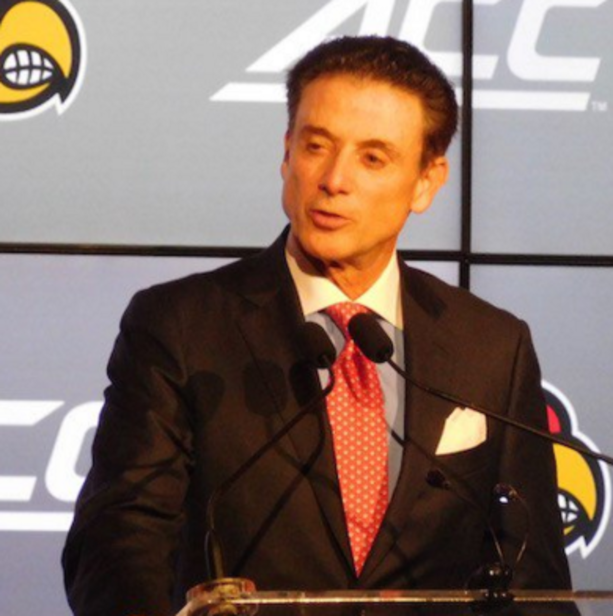 Rick Pitino of Louisville at a press conference.