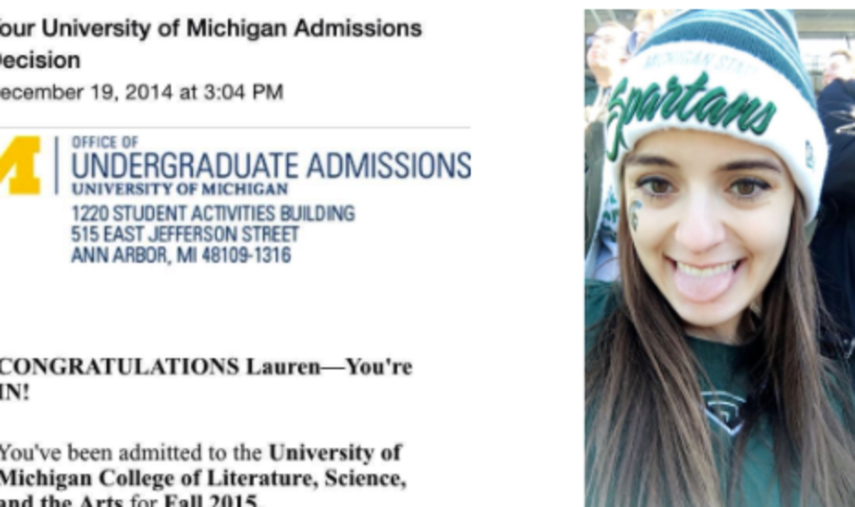 A Michigan State student made fun of Dan Dakich for her acceptance letter to Michigan.