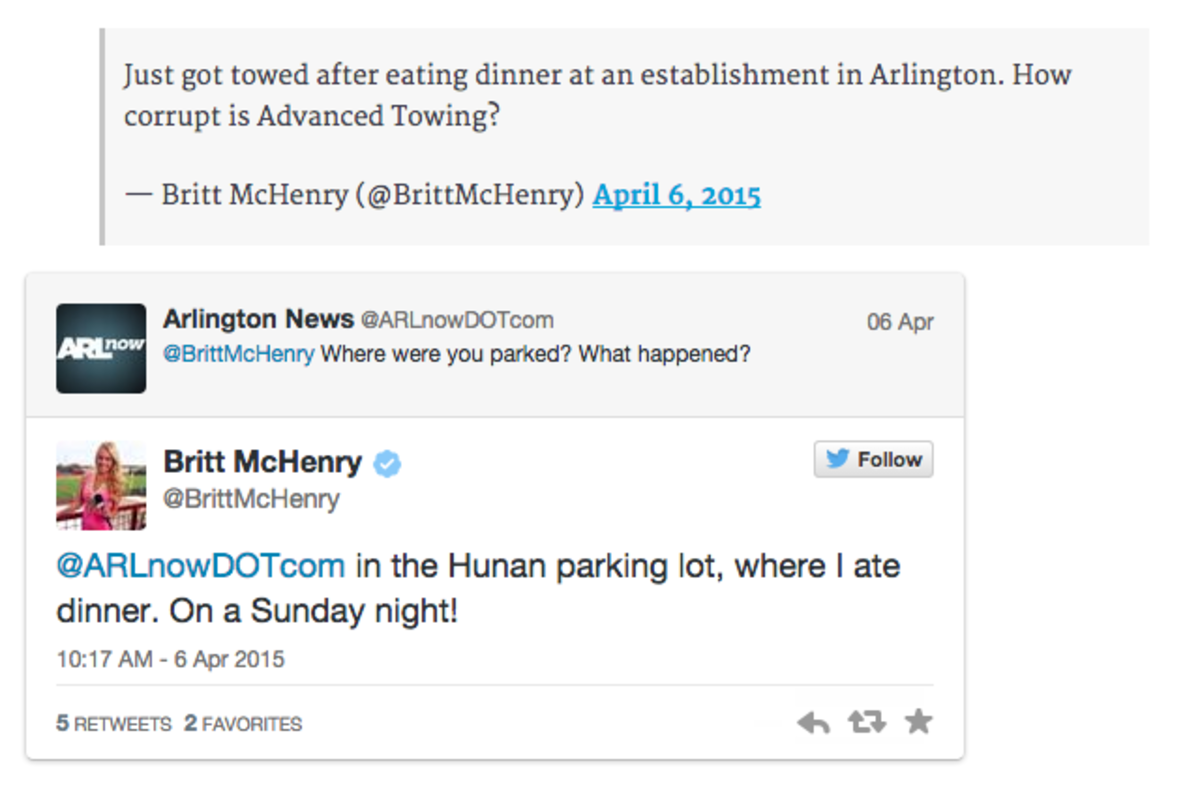 britt mchenry parking lot tweet.