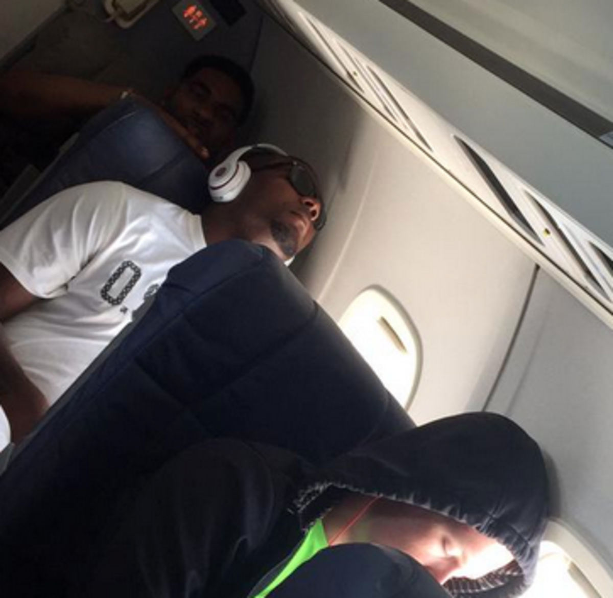 Braxton Miller asleep on an airplane.