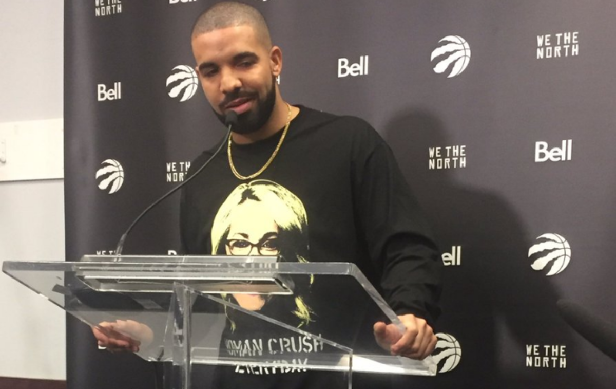 Drake wearing a Doris Burke tee shirt.