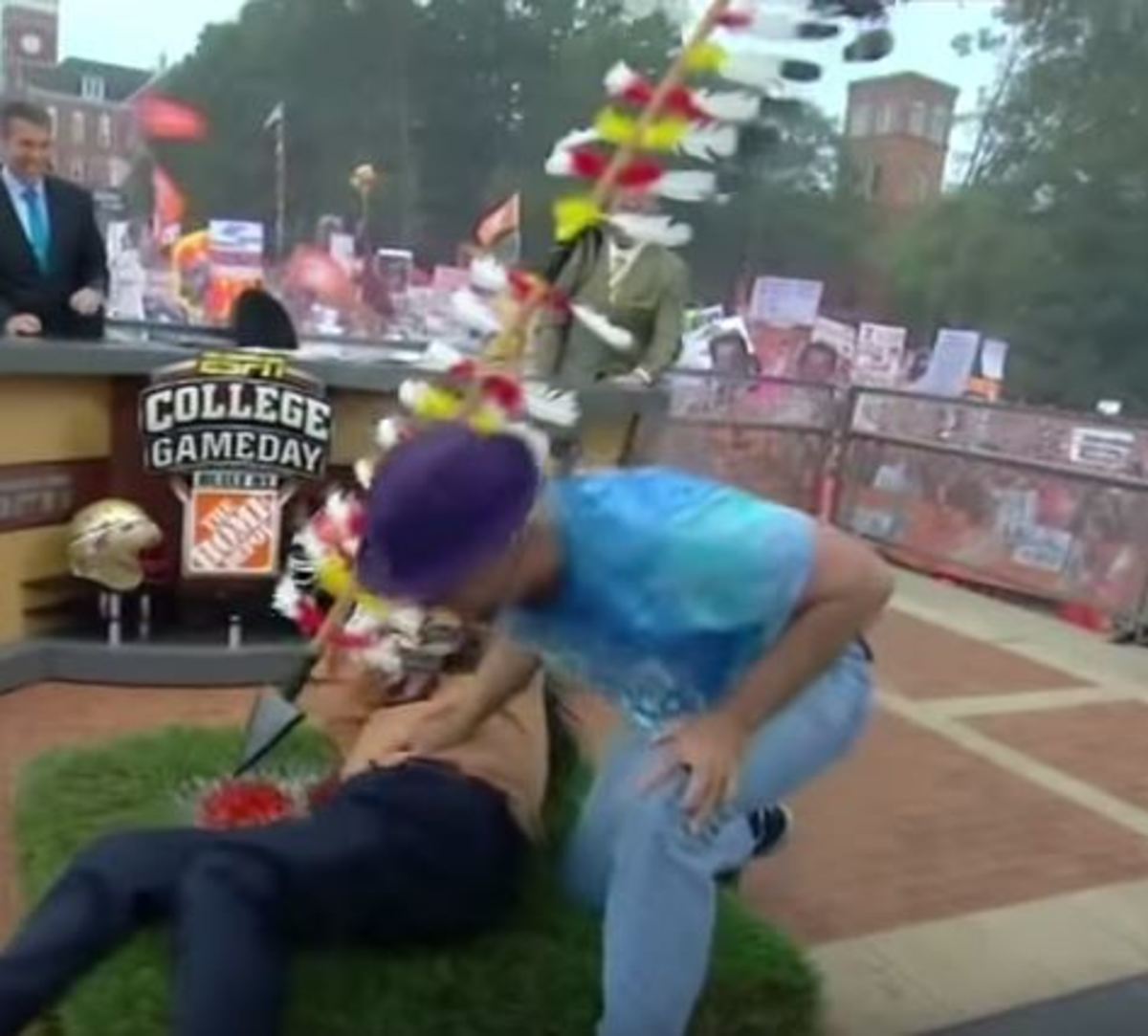 Bill Murray and Lee Corso on the set of College Gameday.