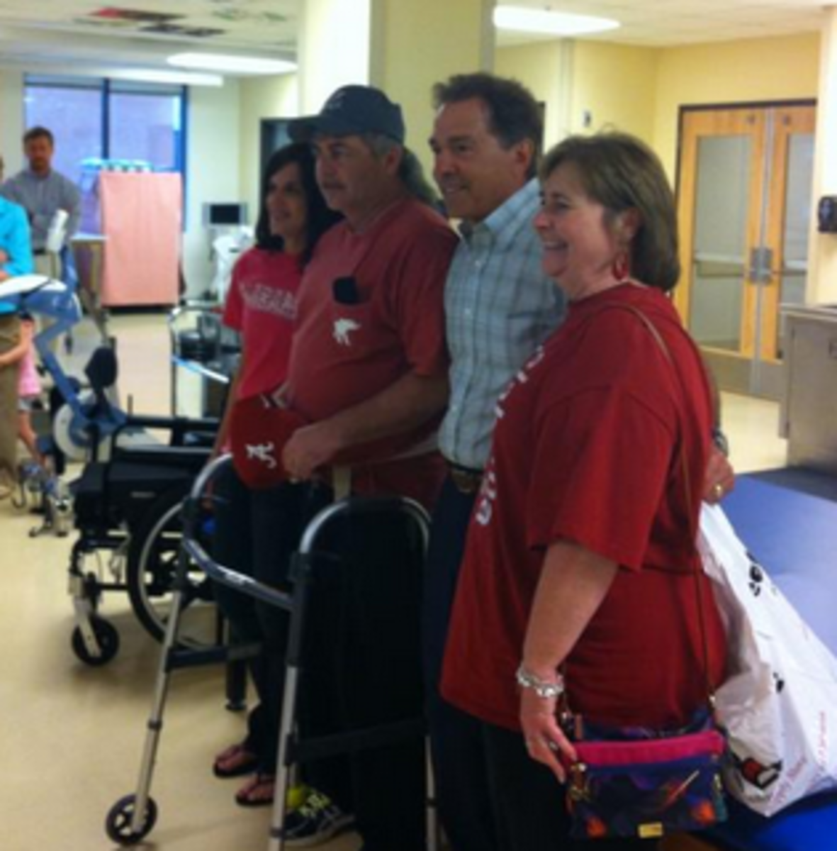 Nick Saban visits a Hospital in Atlanta.