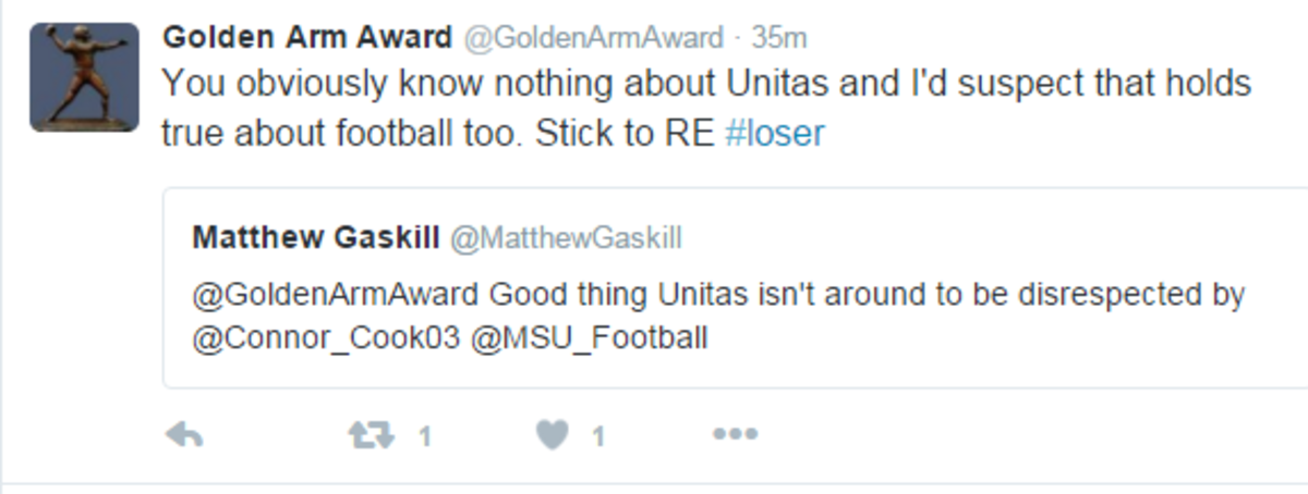 Johnny Unitas Twitter account blasts Ohio State fans.