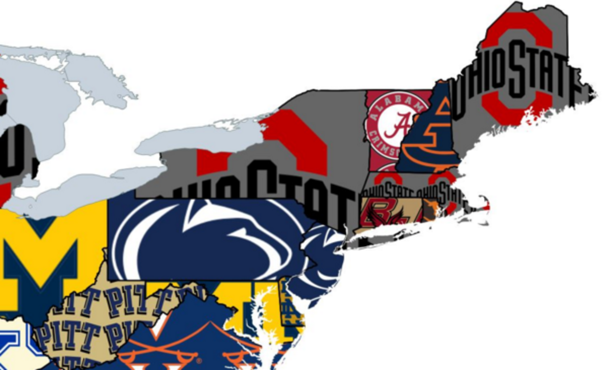 Football map shows the most-hated team in every state.