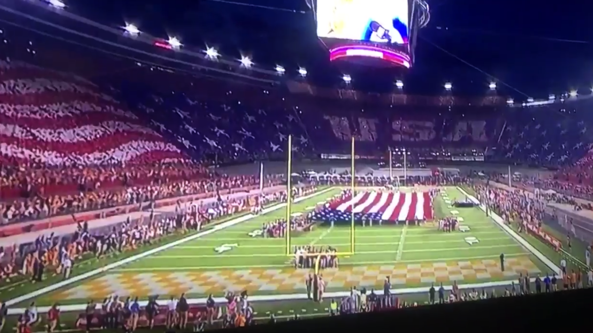 A view of the National Anthem ahead of the "Battle at Bristol."