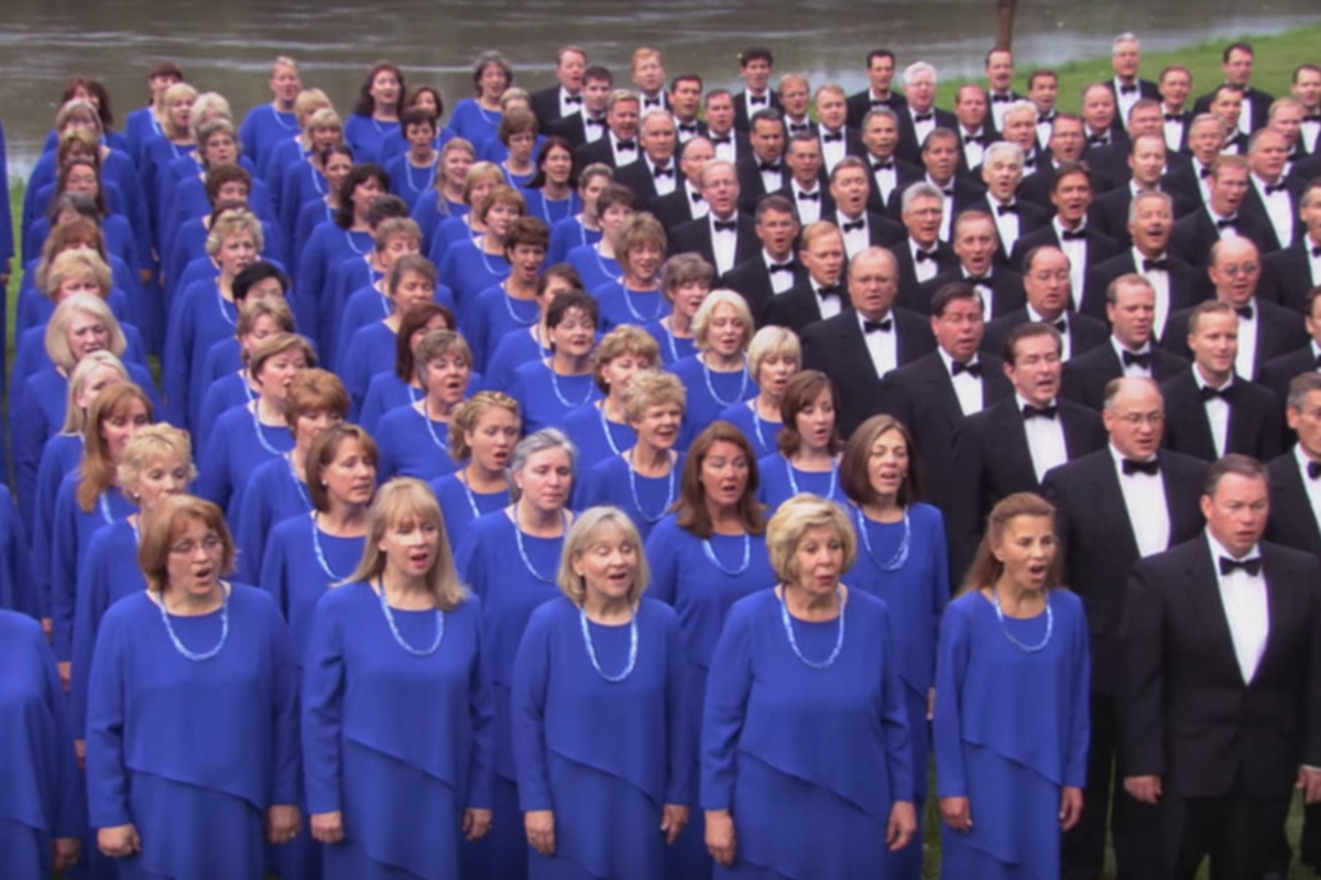 The mormon tabernacle choir singing.