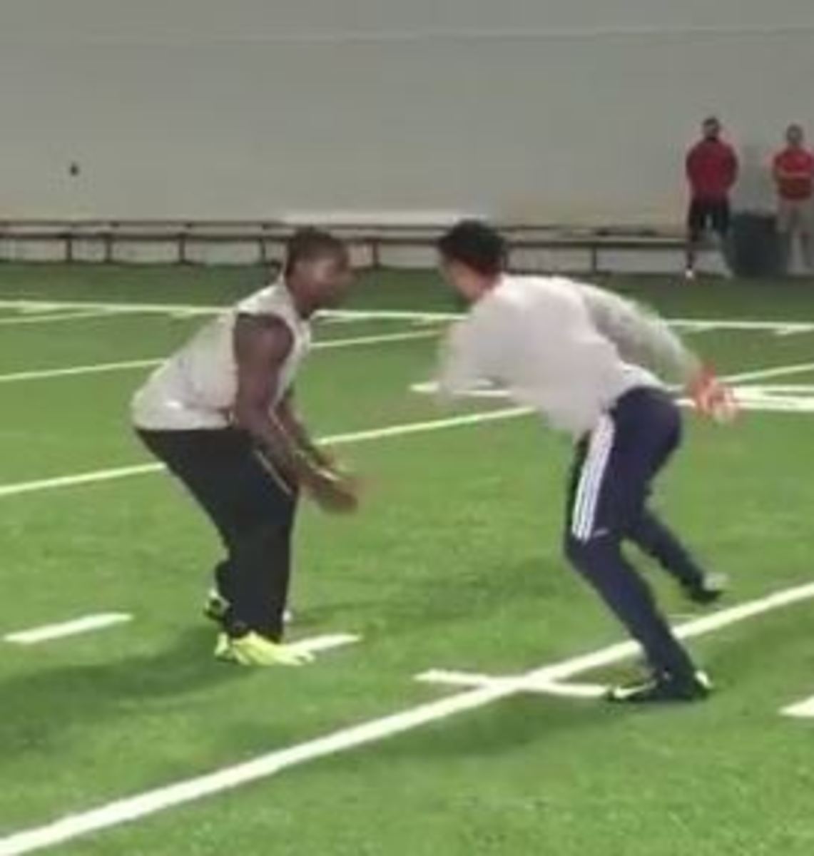 Braxton Miller doing wide receiver drills with Joey Galloway.
