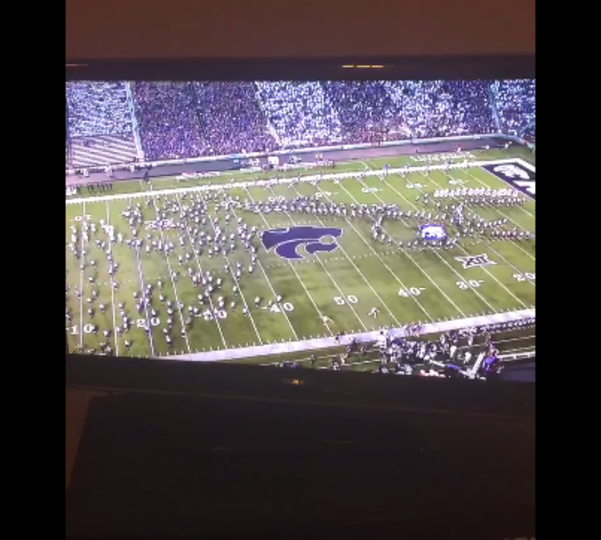 Kansas State marching band as seen on a tv.