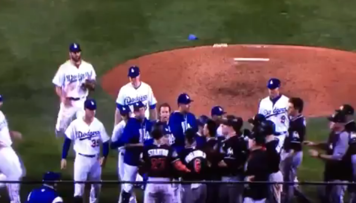 The Dodgers and Marlins in a brawl.