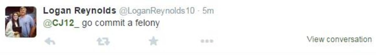 Logan Reynolds tweets at Cardale Jones go commit a felony.