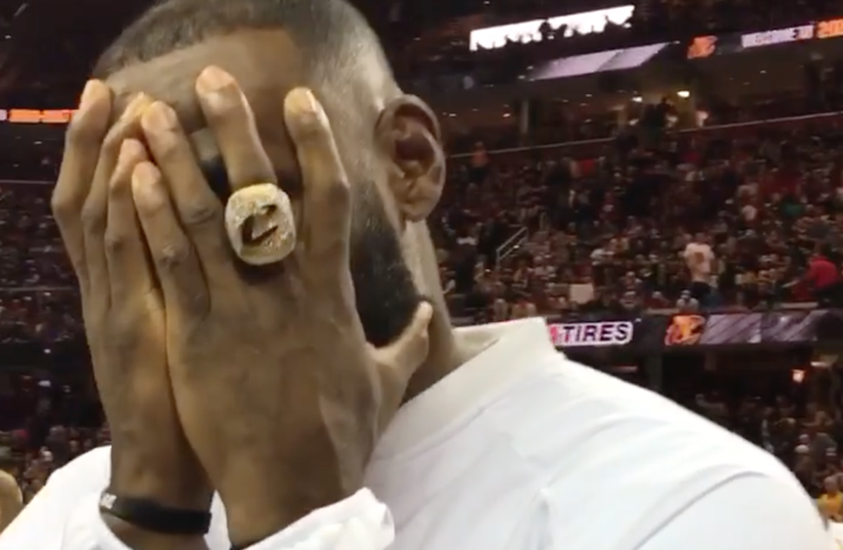 LeBron James receiving his NBA championship ring