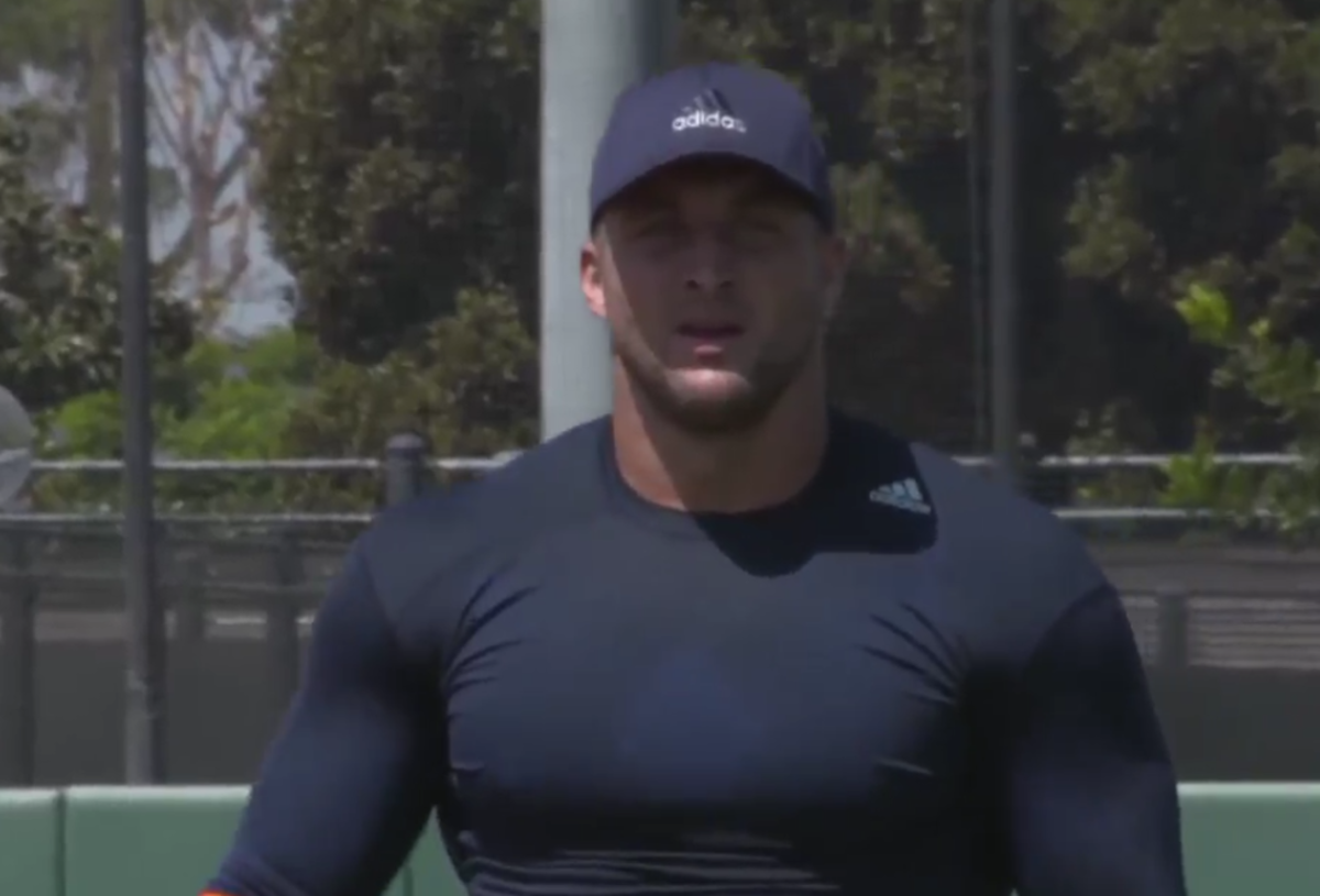 Tim Tebow working out.