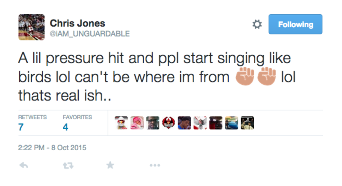 Chris Jones tweets about recent Louisville scandals.