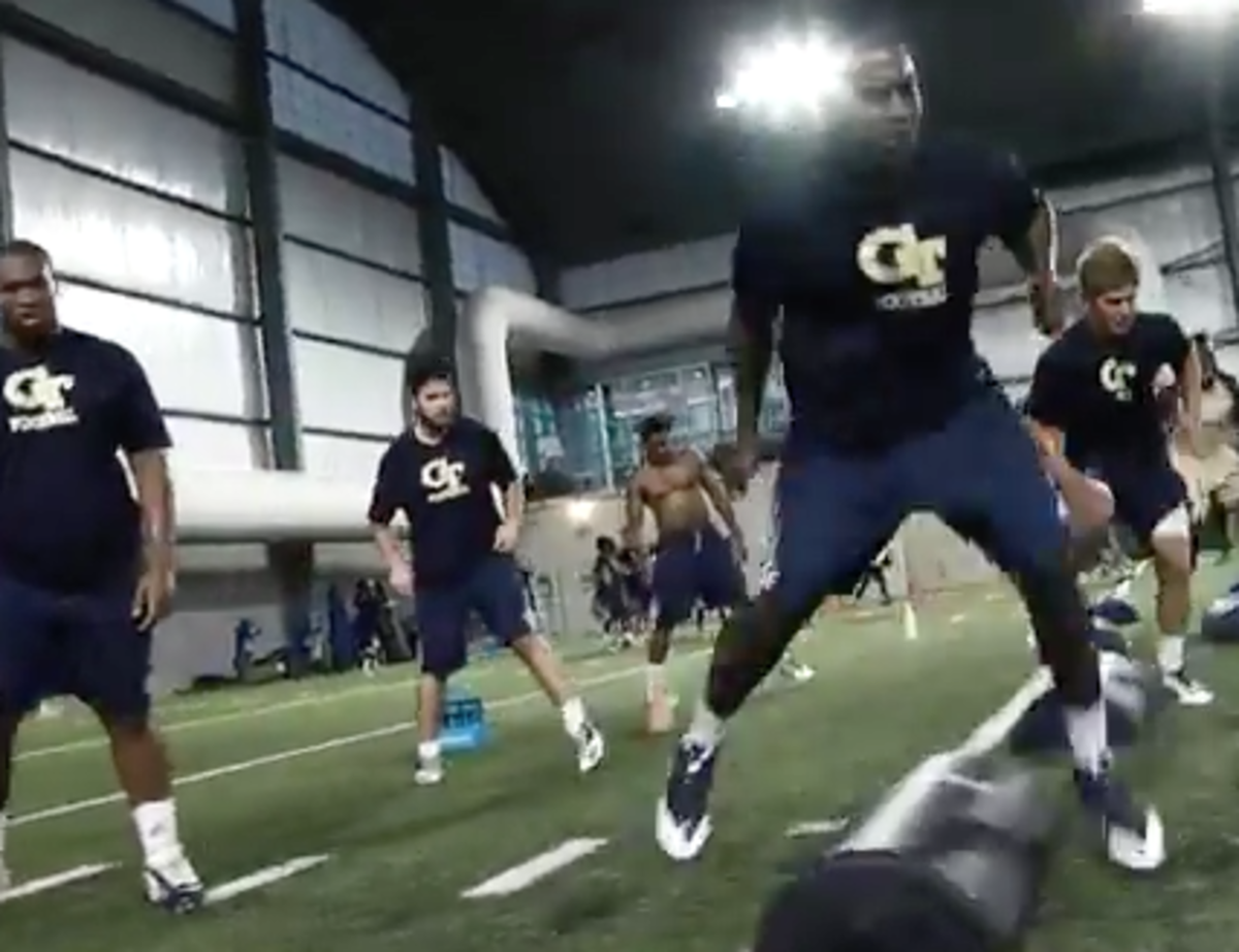Georgia Tech players working out.