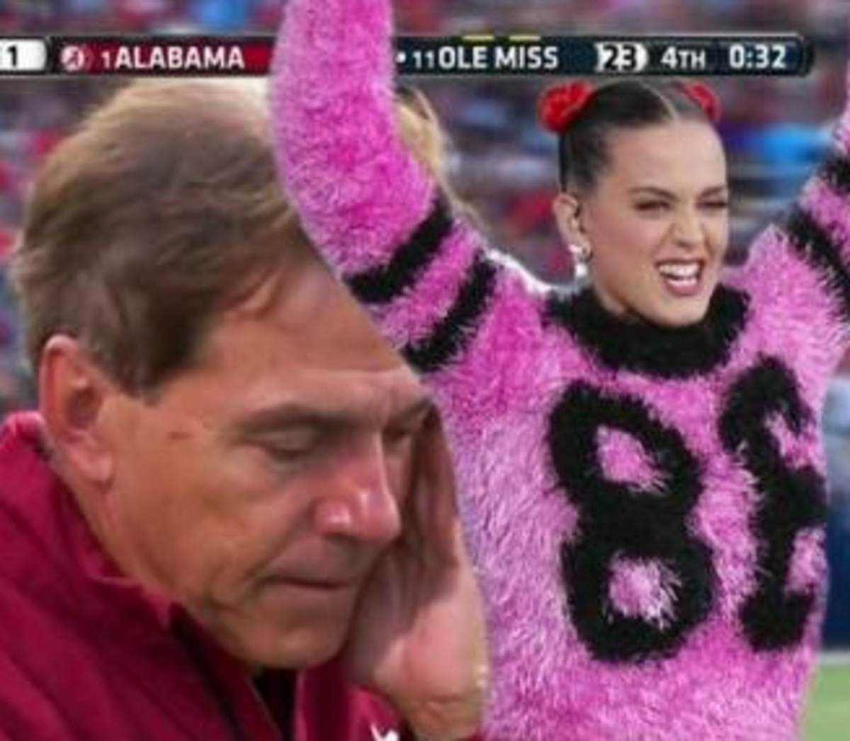Kate Perry and Nick Saban seen as a part of Ole Miss's #hatebamaweek.