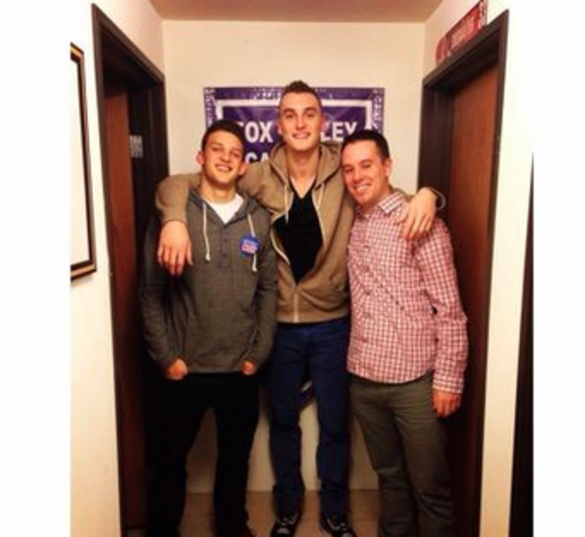 Sam Dekker poses for picture with friends.
