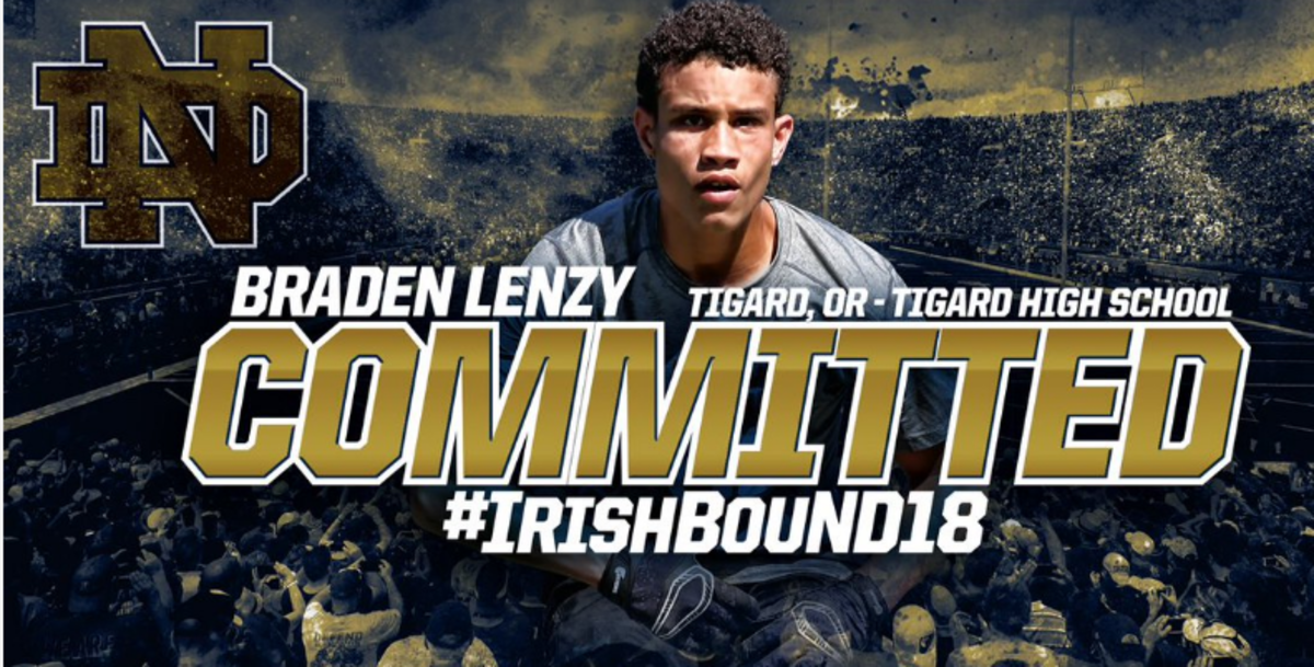 A four-star wideout named Braden Lenzy committed to play for Notre Dame.