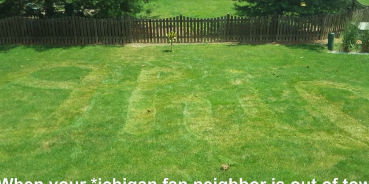 A lawn with the script "Ohio" written on it.