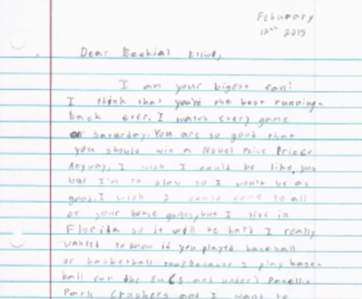 Photo: An 8-Year-Old Wrote A Letter To OSU RB Ezekiel Elliott, Thinks ...