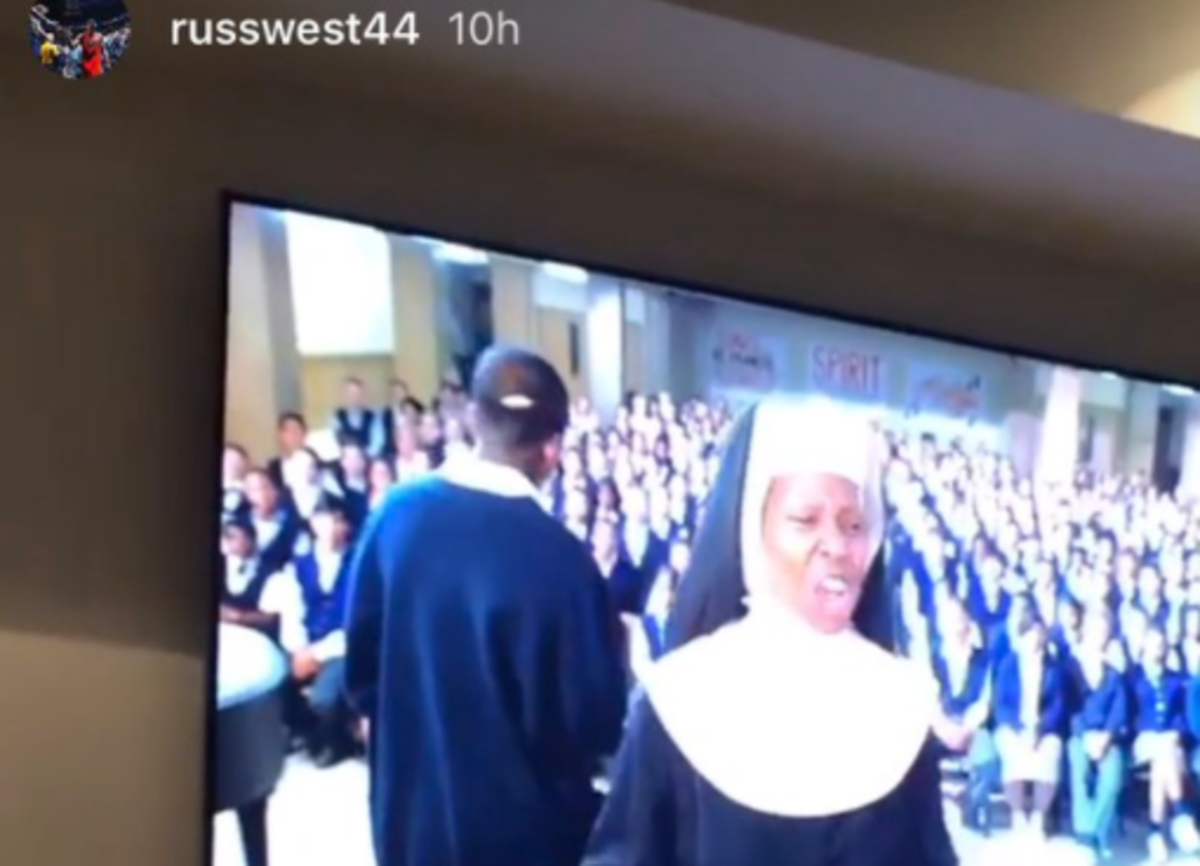 Russell Westbrook watching Sister Act.