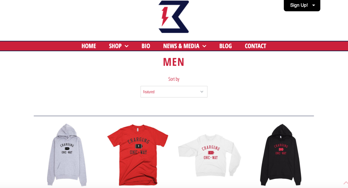 A picture of Braxton Miller's online clothing store.