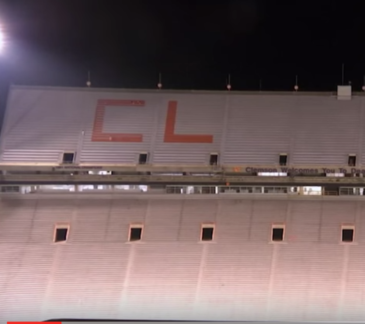 "Clemson" begins being painted on the seats of Death Valley.