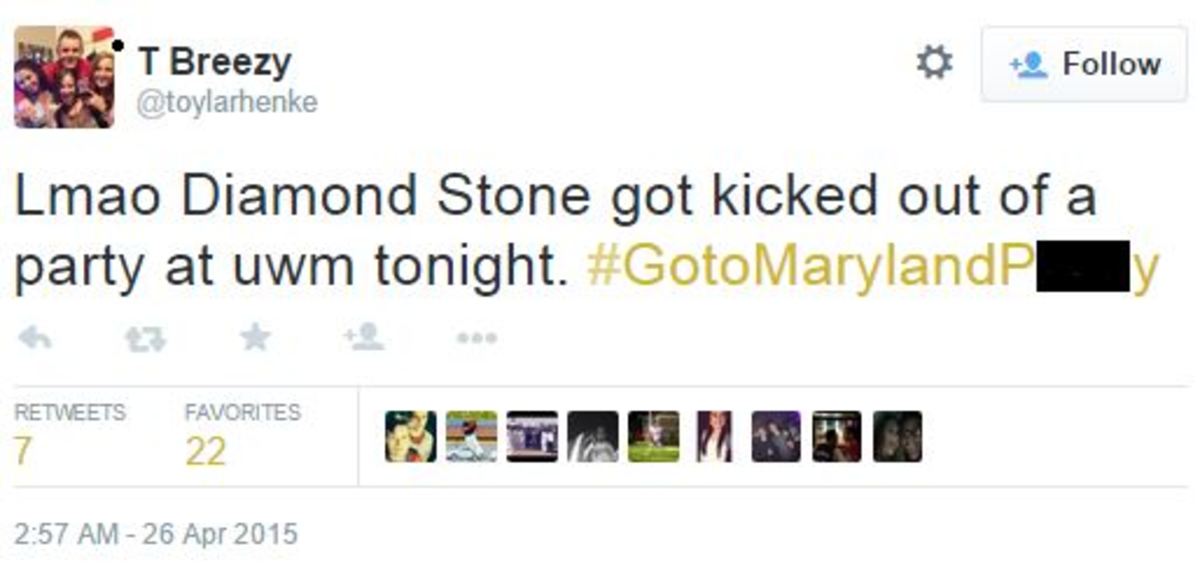 diamond stone gets kicked out of party in Wisconsin and trolled on twitter.