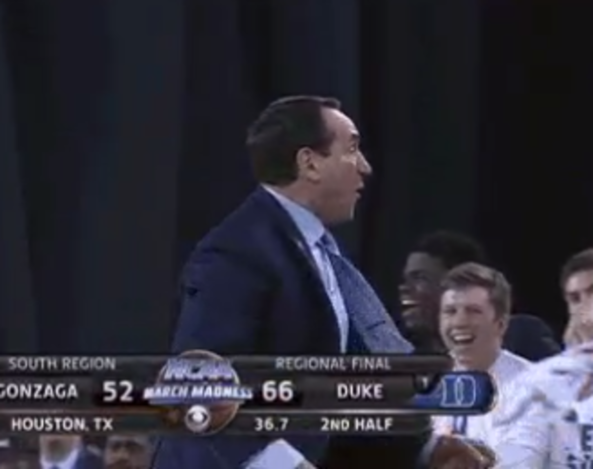 Video: Coach K Celebrates Wildly As Duke Clinches Final Four Appearance ...