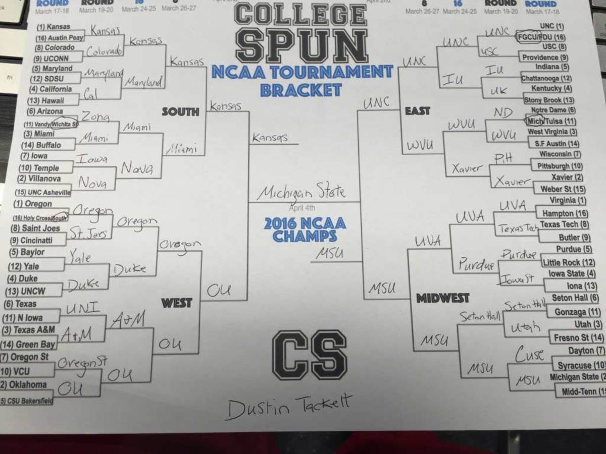 Dustin's picks for the NCAA tournament.