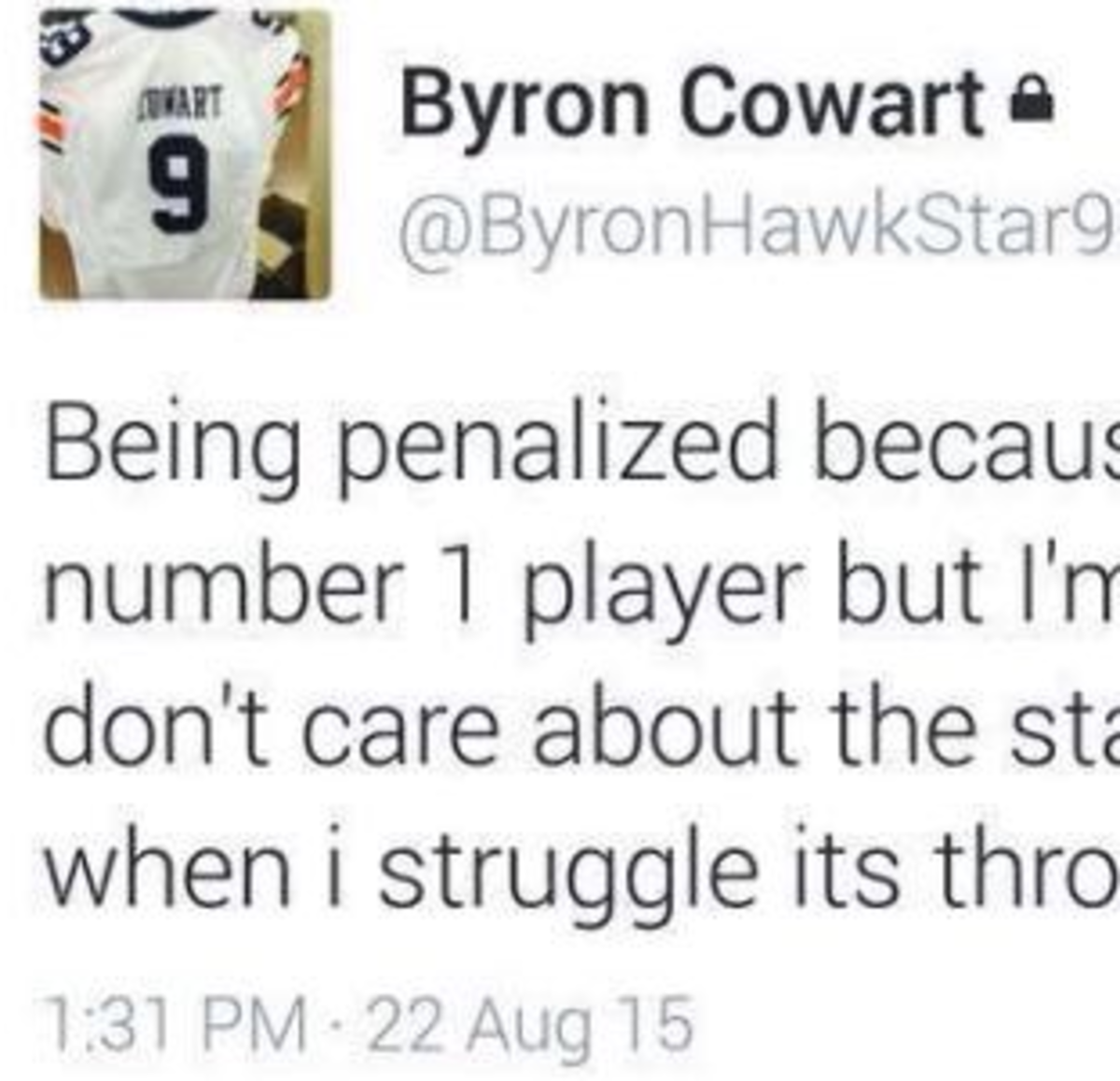 Byron Cowart tweets about his frustration with the Auburn Tigers.