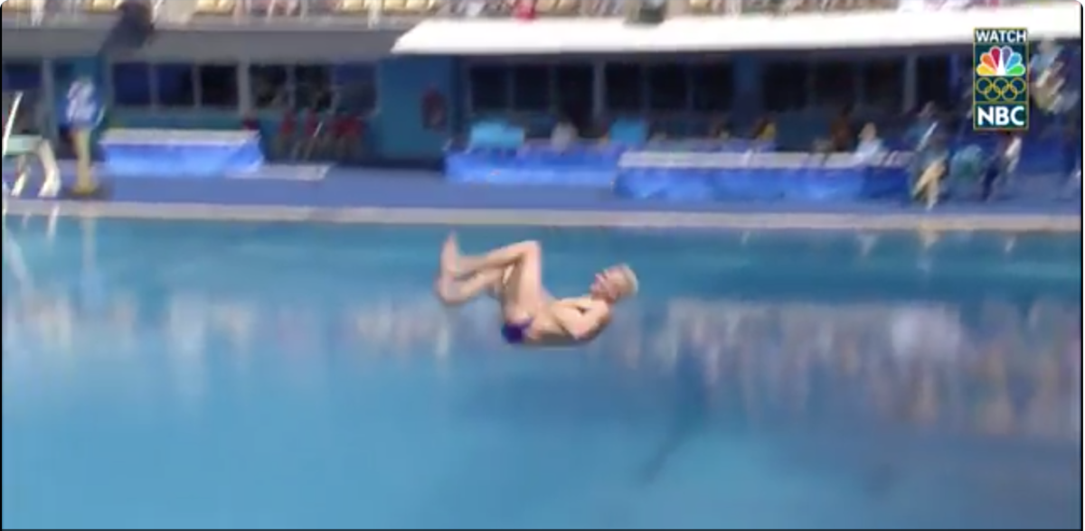 Olympic diver landing on his back