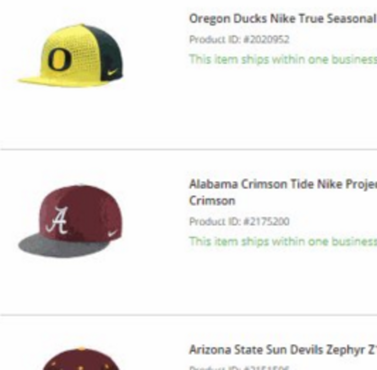 Oregon and Alabama hats for signing day.