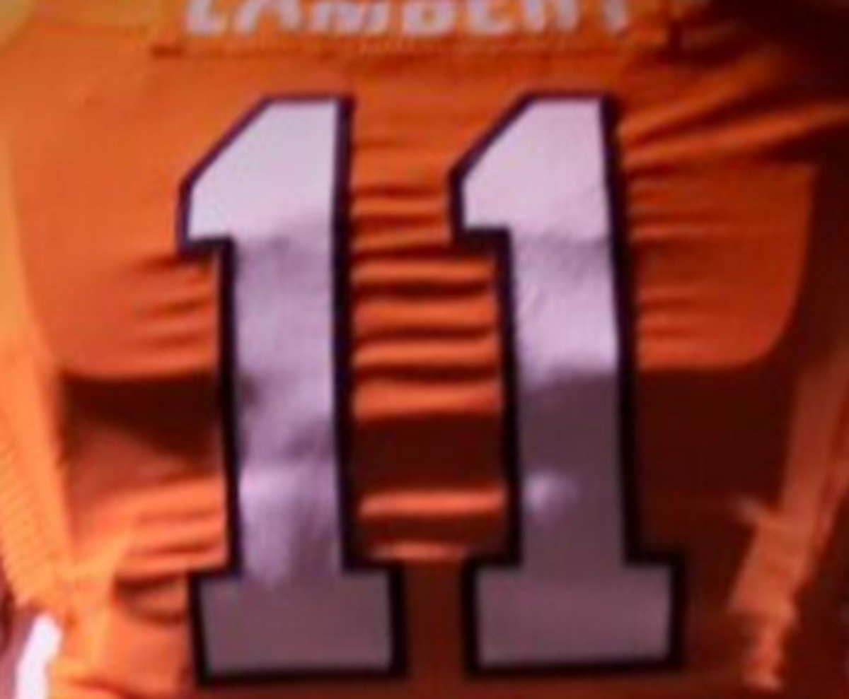 UVA Greyson Lambert numbers on his jersey.