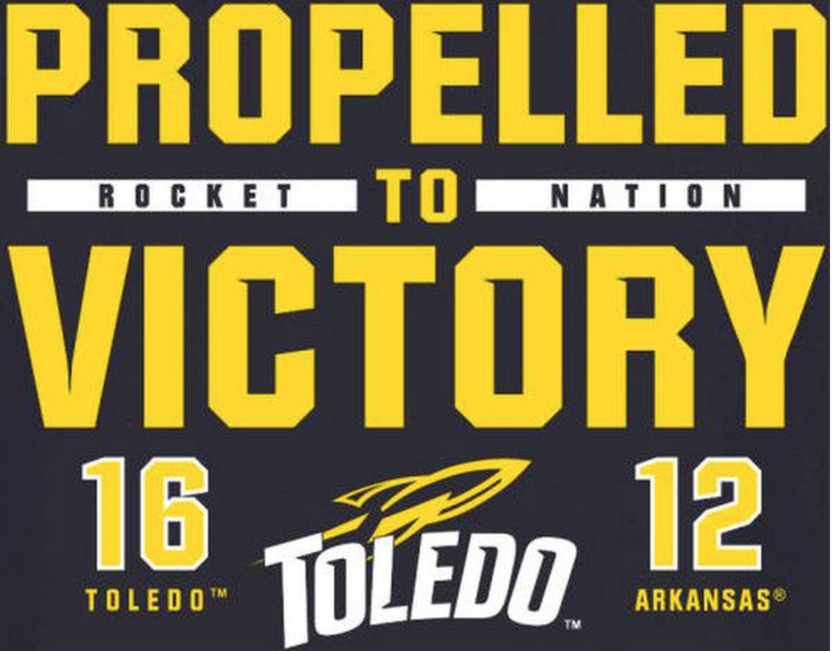 Toledo t-shirt commemorating their upset victory over Arkansas.