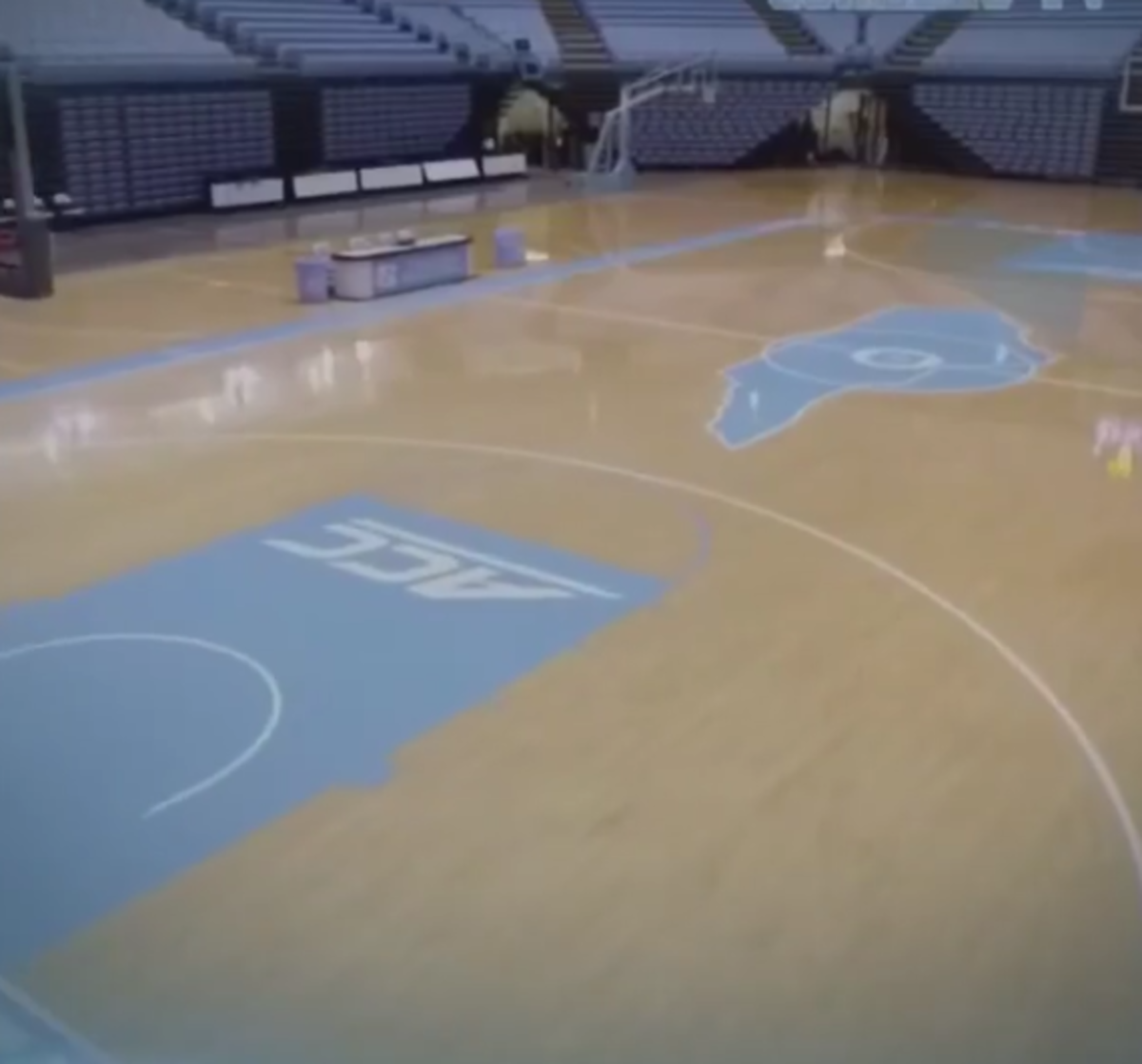 Empty North Carolina basketball court.