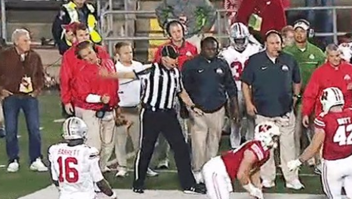 Urban Meyer interfering with the referee.