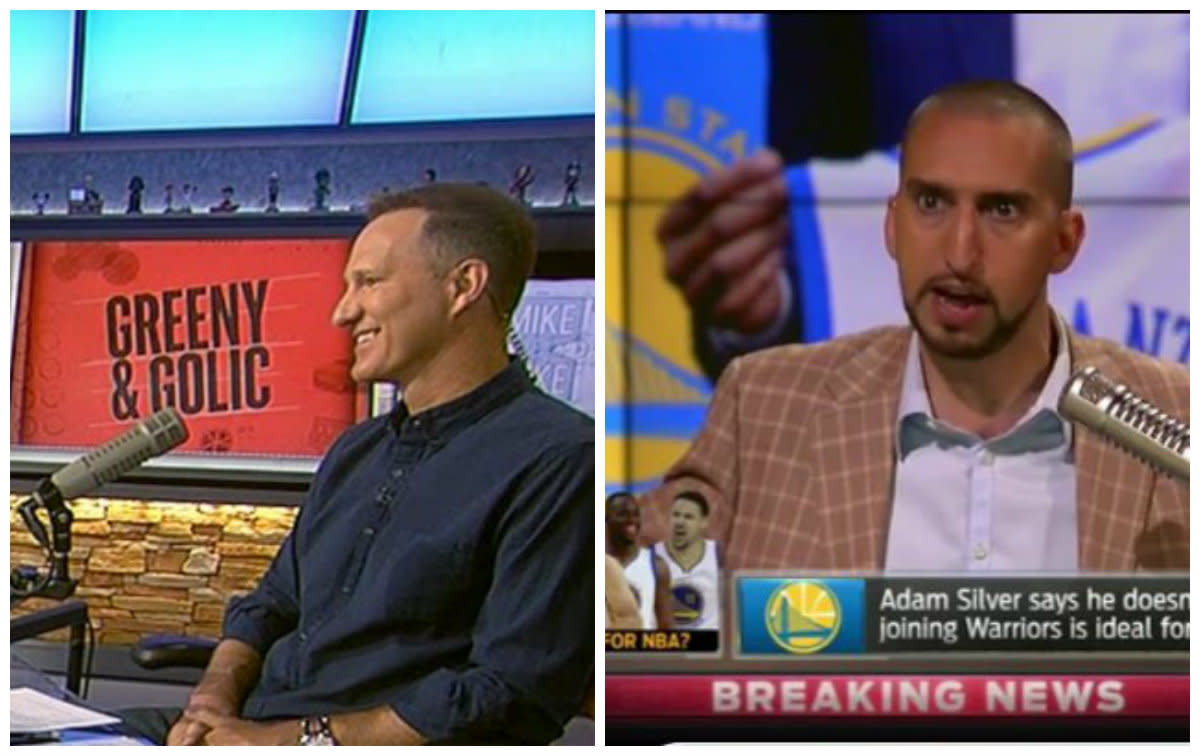 Split screen of Danny Kanell and Nick Wright.