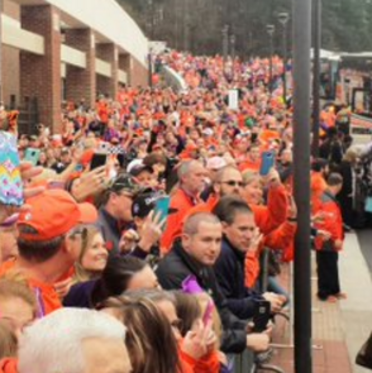 Clemson fans line the streets after Orange Bowl.