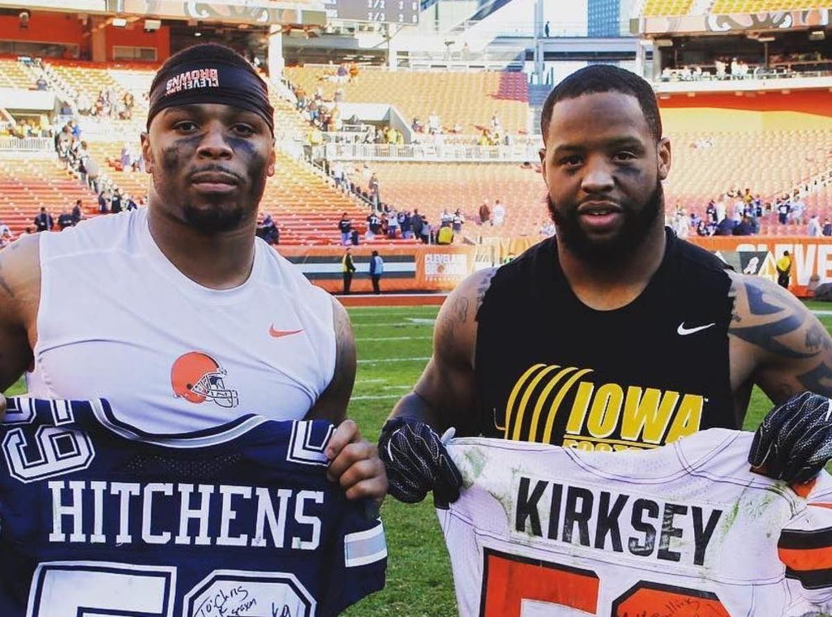Two former Iowa players traded jerseys after the Browns vs. Cowboys game.